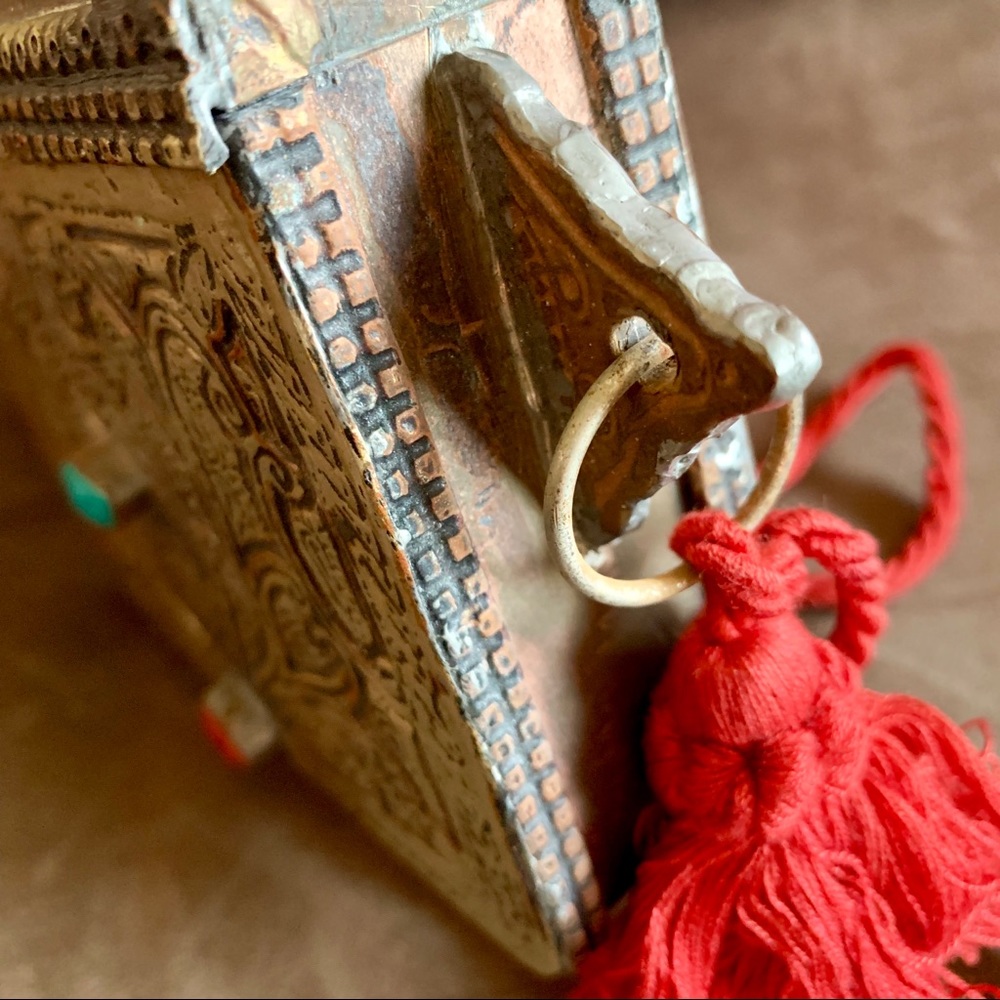 VINTAGE Morocco Copper/Brass Carved Metal Purse - Picture 6 of 8